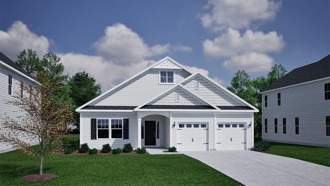 Front exterior of a new home in Grand Park, Leland, NC, highlighting curb appeal (Image 1). Front exterior of a new home in Grand Park, Leland, NC, highlighting curb appeal (Image 1).