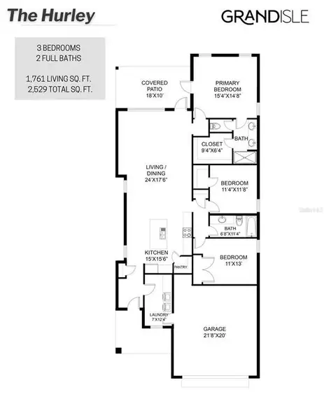 2D floor plan layout of this home in Grand Isle, Grand Island, FL (Image 4).