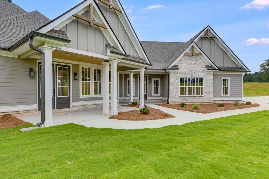 Front exterior of a new home in Harmon Springs, Carrollton, GA, highlighting curb appeal (Image 26).