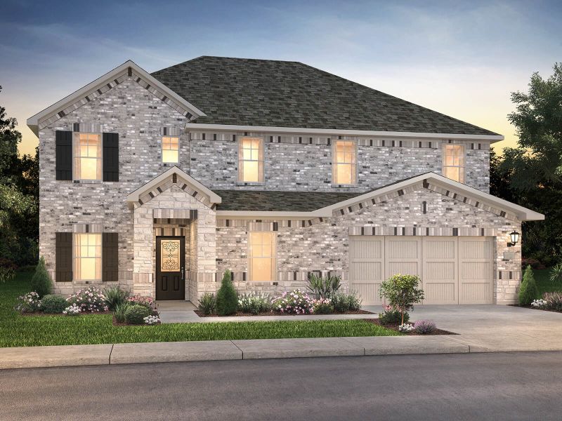 Front exterior of a new home in Eastridge - Premier Series, McKinney, TX, highlighting curb appeal (Image 1). Front exterior of a new home in Eastridge - Premier Series, McKinney, TX, highlighting curb appeal (Image 1).