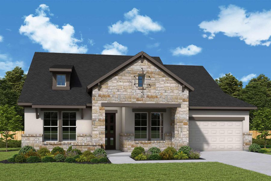 Representative exterior photo of a completed home built from the The Addison by David Weekley Homes in La Cima, San Marcos, TX (Image 2). Representative exterior photo of a completed home built from the The Addison by David Weekley Homes in La Cima, San Marcos, TX (Image 2).