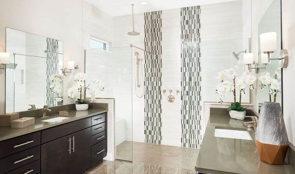 Dual vanities in owner's spa bath