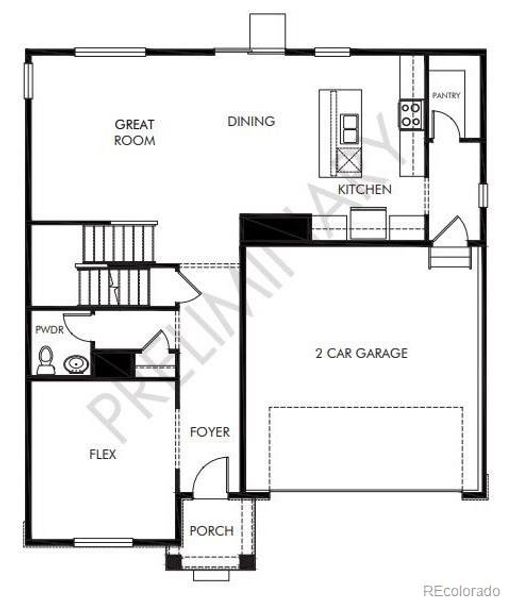 2D floor plan layout of this home in Poudre Heights: The Lakes Collection, Windsor, CO (Image 3).