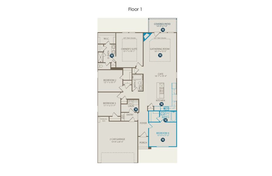 2D floor plan layout of this home in Rosemary Fields, Godley, TX (Image 3).