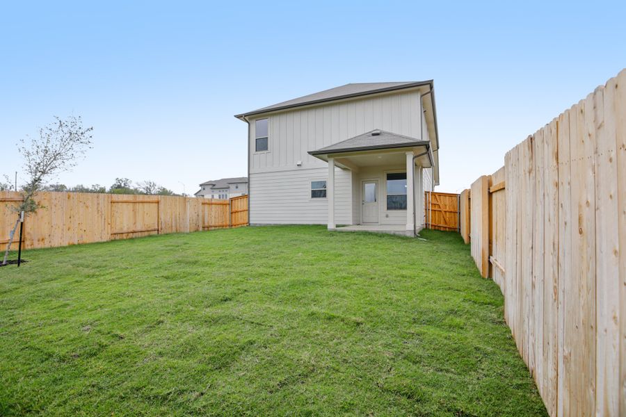 Exterior details and patio area of a home in Crosswinds, Kyle (Image 3). Exterior details and patio area of a home in Crosswinds, Kyle (Image 3).