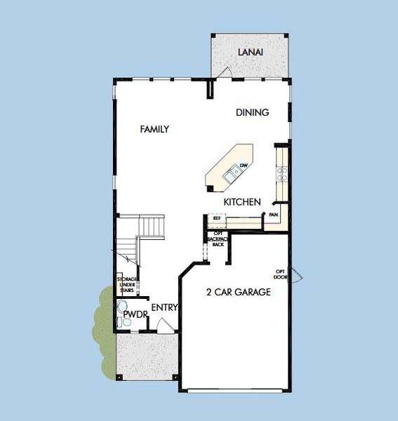 2D floor plan layout for the The Elsner II by David Weekley Homes in Evergreen Island at Silverleaf - Classic, St. Augustine, FL (Image 4).