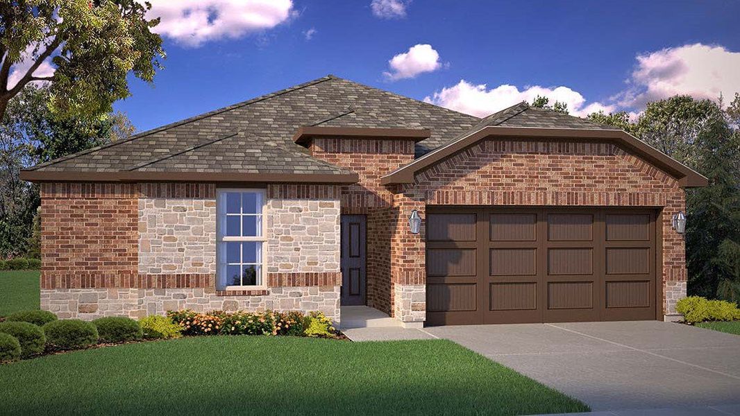 Representative exterior photo of a completed home built from the The Tupelo by D.R. Horton in Allen Farms, Lubbock, TX (Image 15).