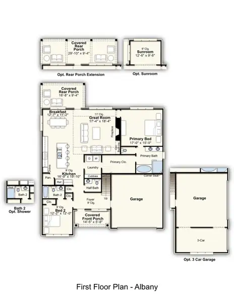 2D floor plan layout for the Albany by Grant & Co in Twin Oaks, Oakland, TN (Image 3). 2D floor plan layout for the Albany by Grant & Co in Twin Oaks, Oakland, TN (Image 3).
