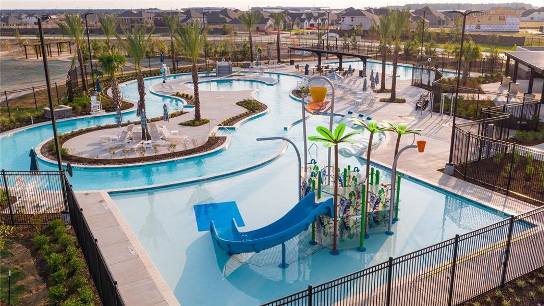 The water area is complete with a lazy river, lap pool and playground.