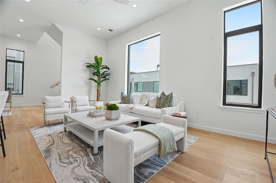 White oak hardwood floors.