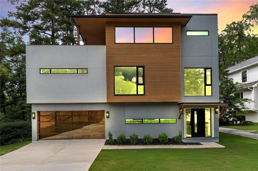 Front exterior of a new home in , Brookhaven, GA, highlighting curb appeal (Image 1). Front exterior of a new home in , Brookhaven, GA, highlighting curb appeal (Image 1).
