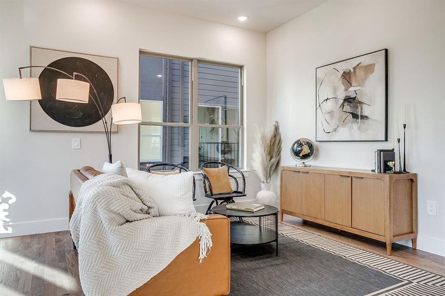 Sophisticated open floor plan perfect for entertaining or relaxing in style. Sophisticated open floor plan perfect for entertaining or relaxing in style.