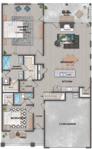 2D floor plan layout of this home in Heritage Pointe at The Georgian, Villa Rica, GA (Image 4).