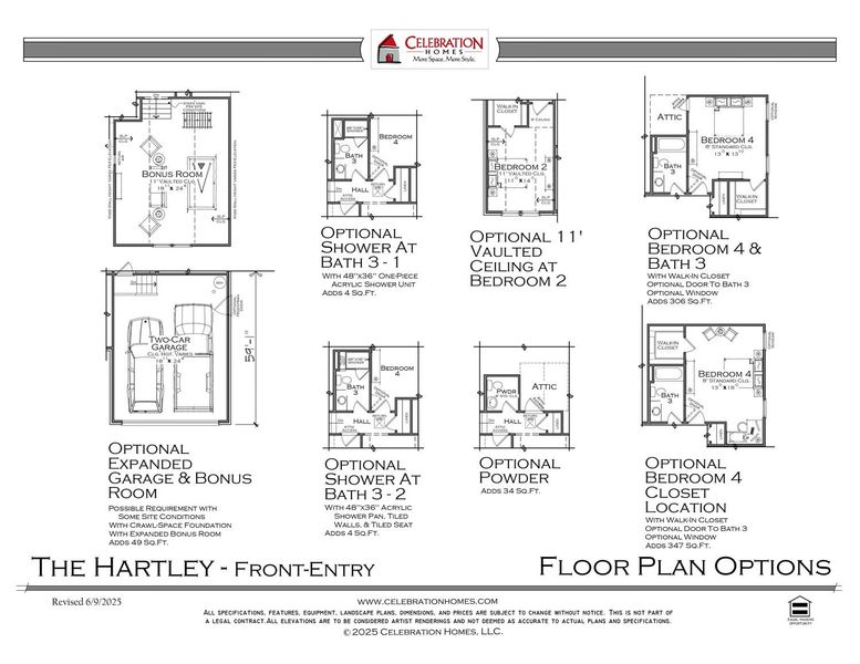2D floor plan layout for the Hartley by Celebration Homes in Shelton Square, Murfreesboro, TN (Image 16).
