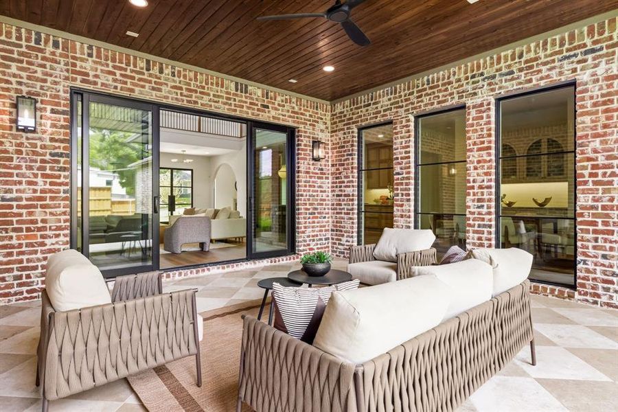 Indoor/outdoor living with a covered patio