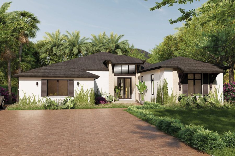 Representative exterior photo of a completed home built from the Majestic by CC Homes in Estates by Turnberry, Davie, FL (Image 11).