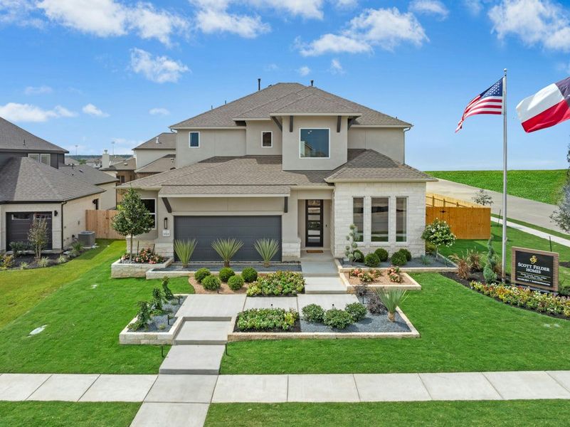 Representative exterior photo of a completed home built from the Oltorf by Scott Felder Homes in Foxbrook, Cibolo, TX (Image 21).