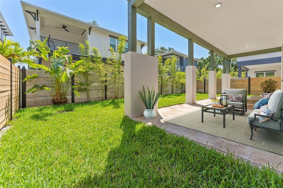 Sodded yard with irrigation, drainage system, and landscaping Sodded yard with irrigation, drainage system, and landscaping