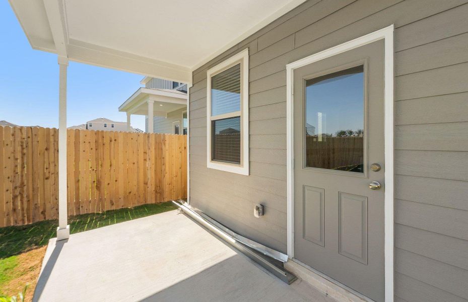 Exterior details and patio area of a home in Sonterra, Jarrell (Image 3). Exterior details and patio area of a home in Sonterra, Jarrell (Image 3).