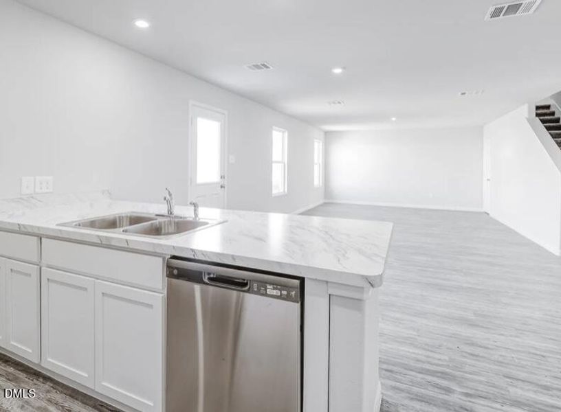 kitchen & living room