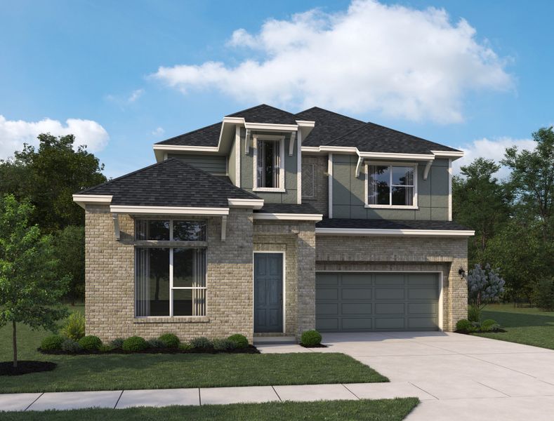 Representative exterior photo of a completed home built from the Phoebe by Ashton Woods in Oakwood Estates, Waller, TX (Image 3).
