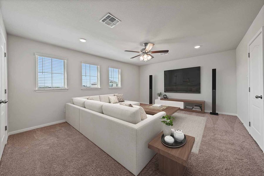 Representative furnished interior of a home built from the Fuller by Omega Builders in Southern Pointe, College Station (Image 11).