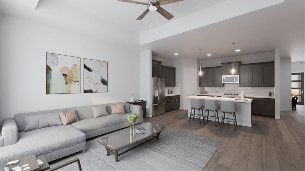 Furnished interior view inside a new home in 6 Creeks, Kyle (Image 4).