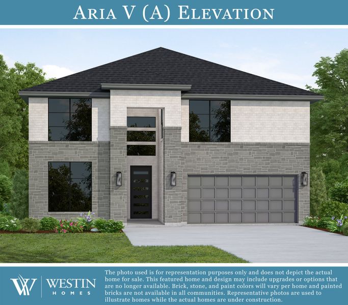 Representative exterior photo of a completed home built from the The Aria X by Westin Homes in Candela South - 50', Richmond, TX (Image 1).