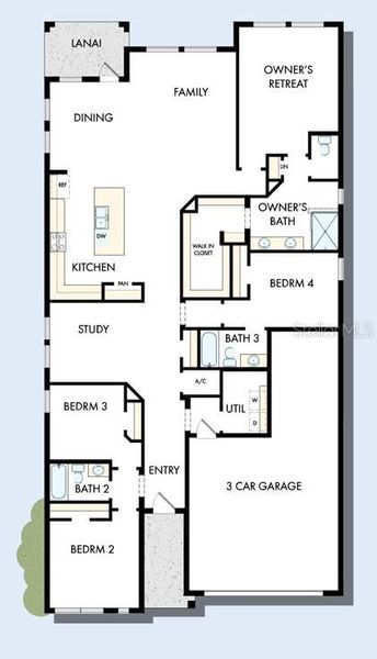 2D floor plan layout of this home in Lakeside at Satilla, St. Cloud, FL (Image 3). 2D floor plan layout of this home in Lakeside at Satilla, St. Cloud, FL (Image 3).