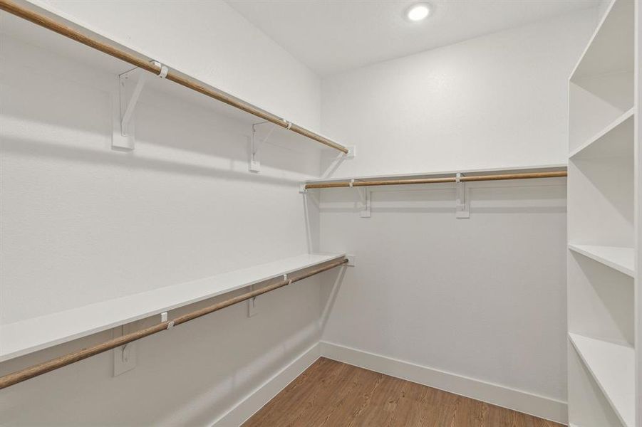 Walk in closet featuring wood-type flooring