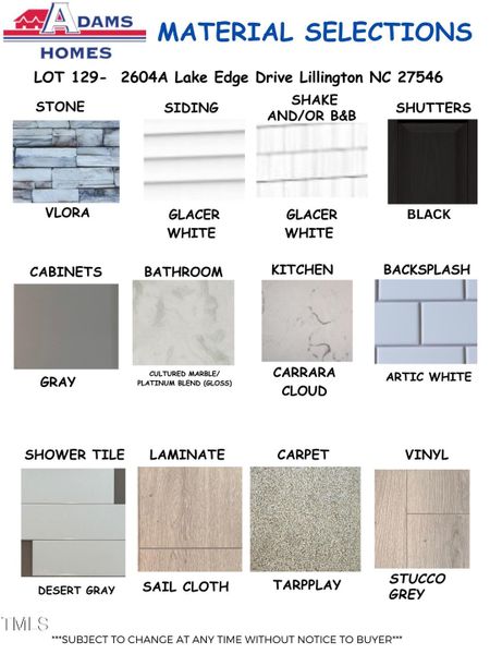 Material Selections - Template (1) Material Selections - Template (1)