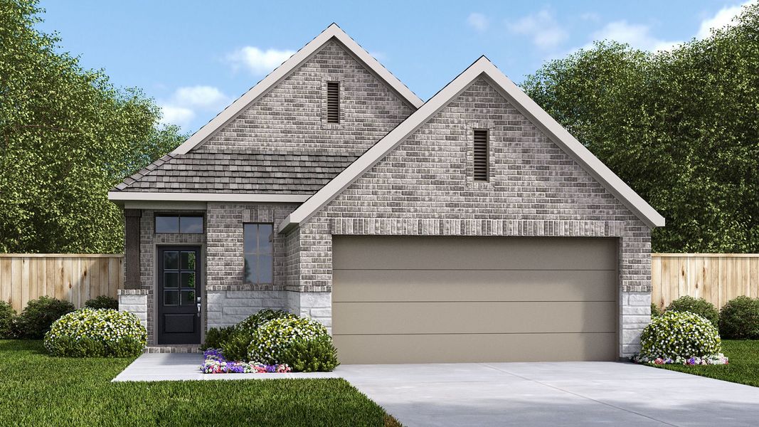 Representative exterior photo of a completed home built from the 1593W by Perry Homes in Santa Rita Ranch Tierra Rosa, Liberty Hill, TX (Image 17).