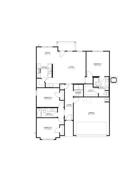 2D floor plan layout for the Blanco by Flintrock Builder in Mesa Ridge, Temple, TX (Image 3).