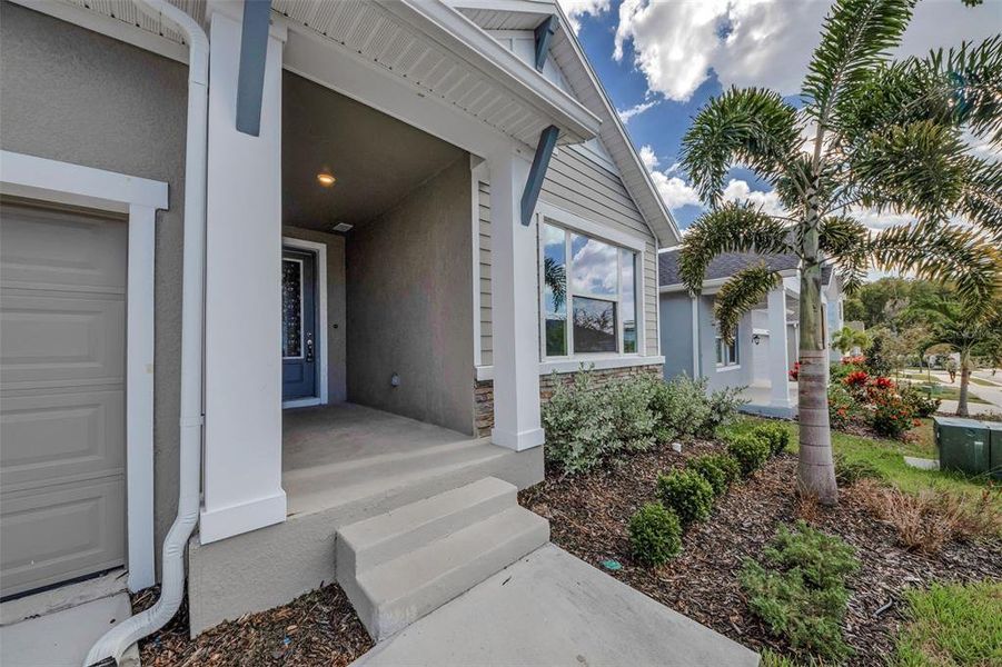 Exterior details and patio area of a home in Eagle Creek - Garden Series, Tarpon Springs (Image 3).