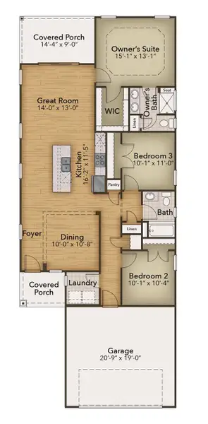 2D floor plan layout of this home in Terrapin, Leland, NC (Image 4).