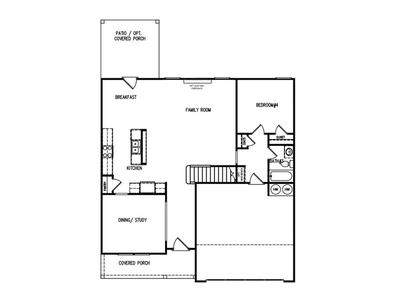 2D floor plan layout for the The Landon II by My Home Communities in Red Bird Manor, Jefferson, GA (Image 3).