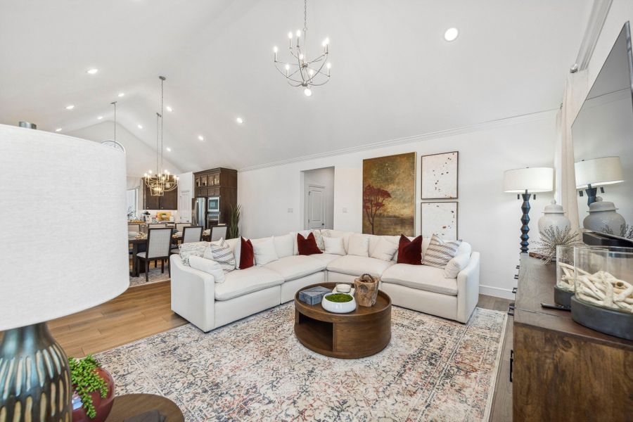 Great room with vaulted ceiling Great room with vaulted ceiling