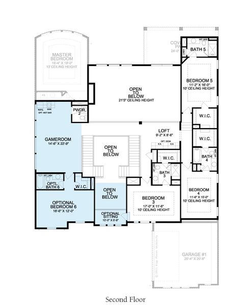 2D floor plan layout for the Amalfi by Landon Homes in Lexington Frisco, Frisco, TX (Image 5).