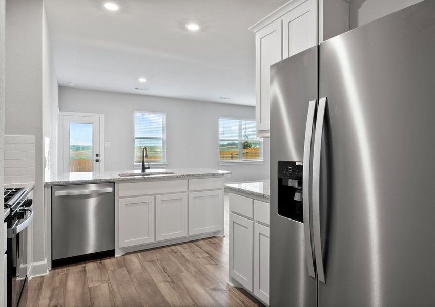 The kitchen of the St. Clair has energy-efficient appliances.