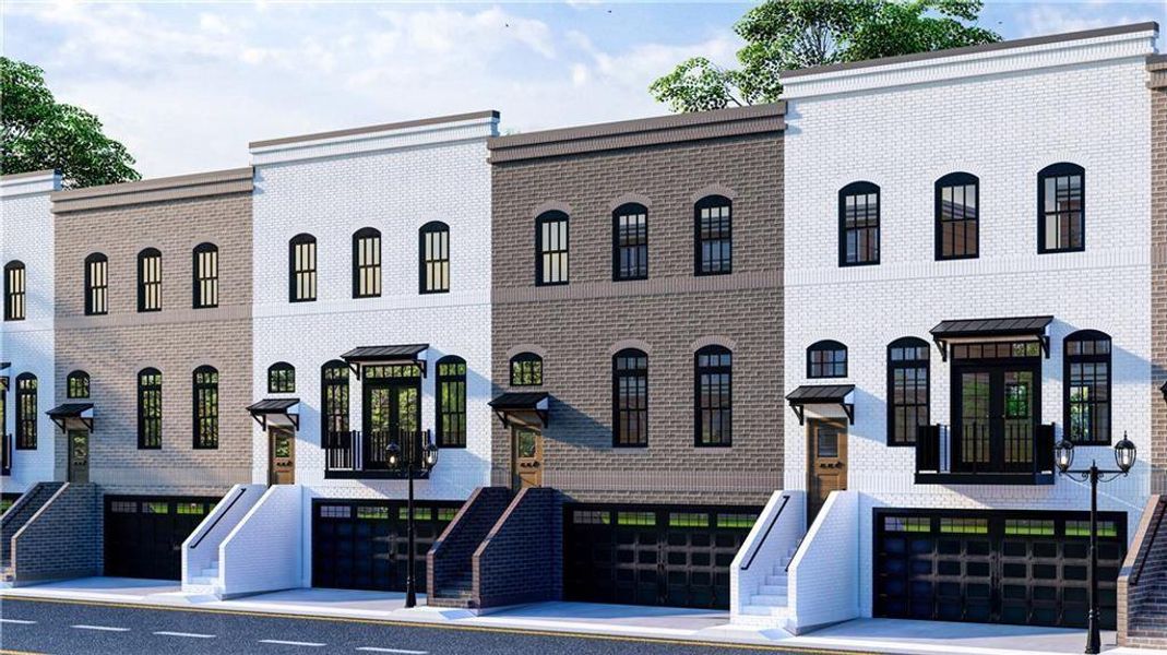 Front exterior of a new home in Skyview On Broad, Sugar Hill, GA, highlighting curb appeal (Image 26).