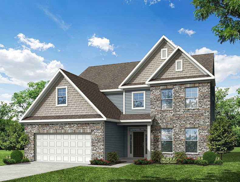 Representative exterior photo of a completed home built from the Hamilton by Eastwood Homes in Chasewood, Charlotte, NC (Image 6).