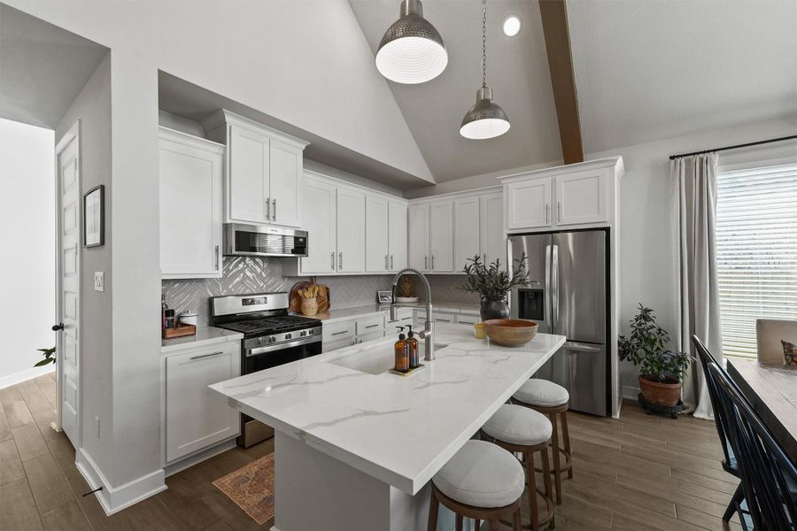 Quartz countertops and modern lighting Quartz countertops and modern lighting