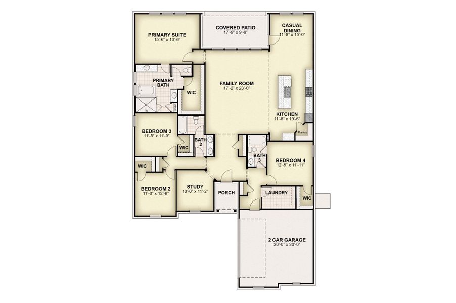 2D floor plan layout for the Henry 60 FT by Rockwell Homes in Nelson Lake Estates, Rockwall, TX (Image 3).
