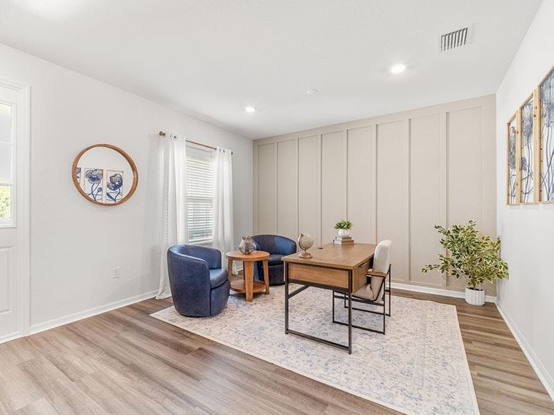 A flex-use den, located off the foyer, can be built open to the living area - Westin II by Highland Homes