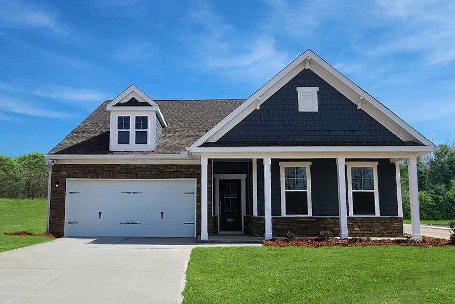 Front exterior of a new home in The Beacon at Old Peachtree Single Family Homes, Lawrenceville, GA, highlighting curb appeal (Image 33).