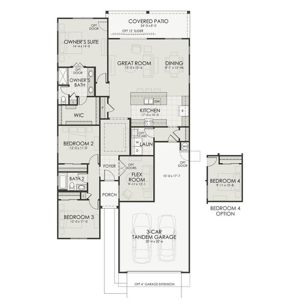 2D floor plan layout of this home in Windrose V, Waddell, AZ (Image 3).