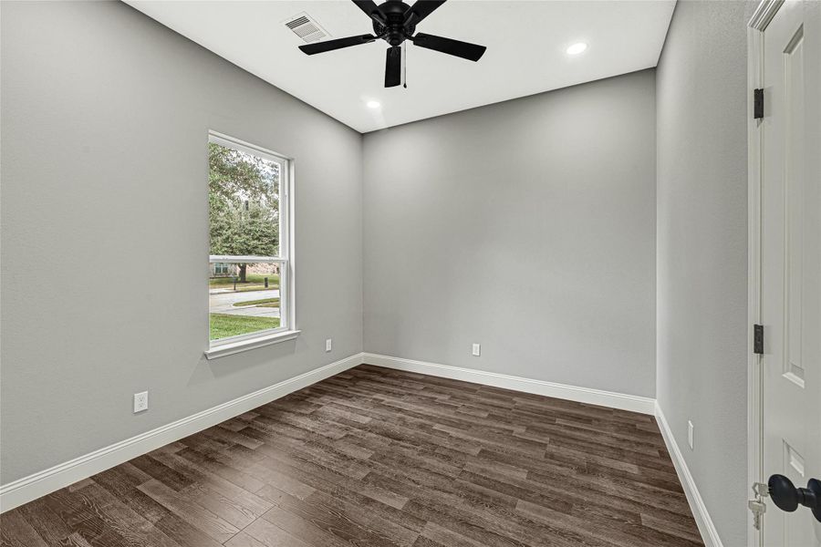 Fourth bedroom with ceiling fan and lots of natural light. Fourth bedroom with ceiling fan and lots of natural light.