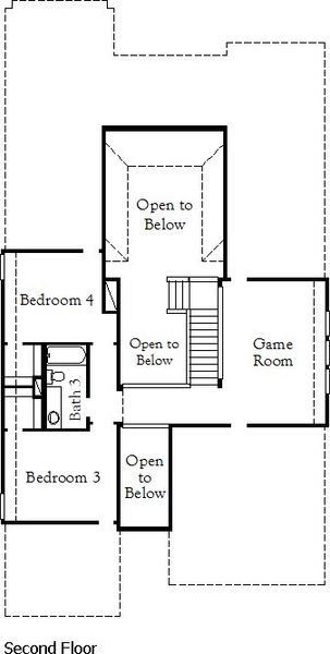 2D floor plan layout of this home in Wolf Ranch West Bend 46', Georgetown, TX (Image 3).
