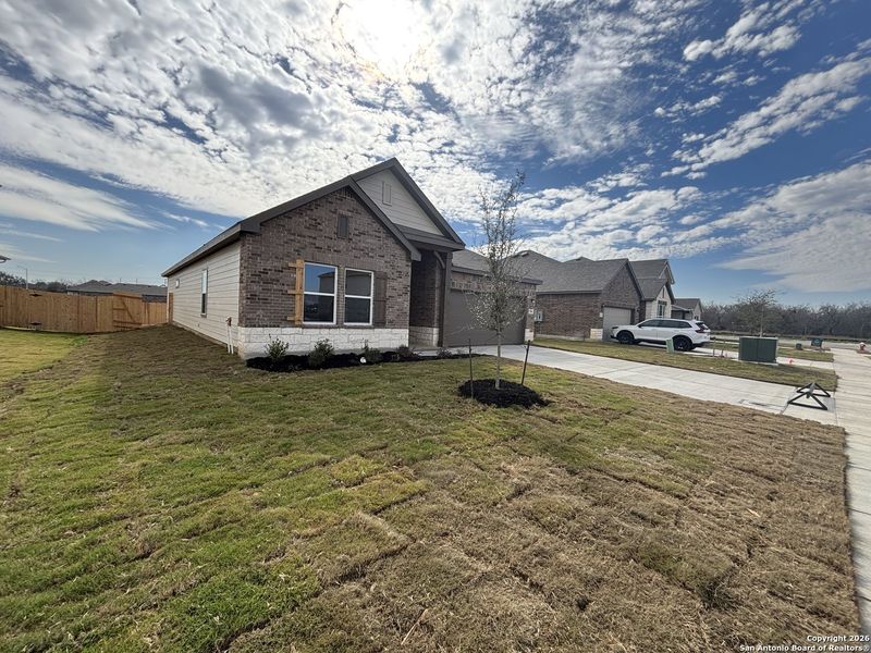 Exterior details and patio area of a home in The Heights at Saddlebrook Ranch 60's, Schertz (Image 4).