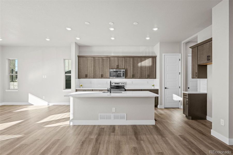 Furnished interior view inside a new home in Painted Prairie, Aurora (Image 14). Furnished interior view inside a new home in Painted Prairie, Aurora (Image 14).